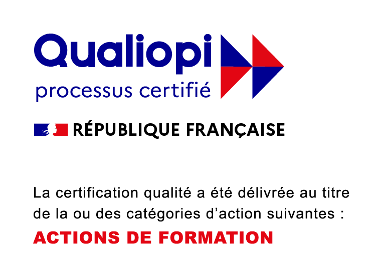 La certification qualité Qualiopi a été délivrée au titre de la ou des catégories d’action suivantes : ACTIONS DE FORMATION